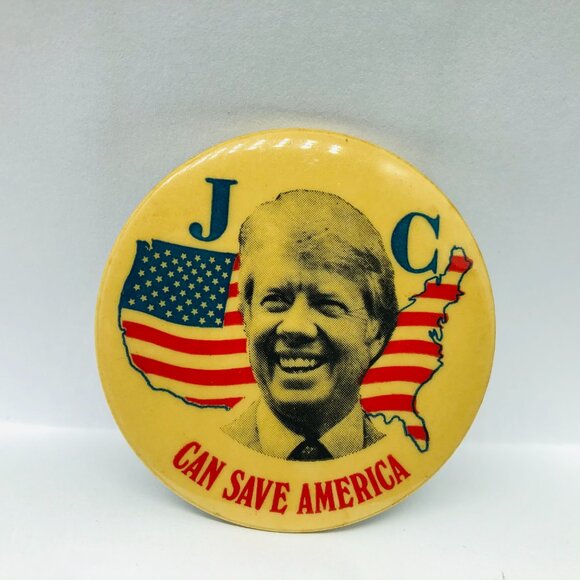 2 - PRESIDENT CARTER Buttons / JC Can Save America / 1980 Rosalynn First Lady - Picture 2 of 4